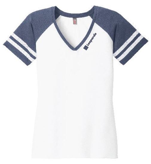 Picture of Women's V-Neck Tee (White/Navy Heather)